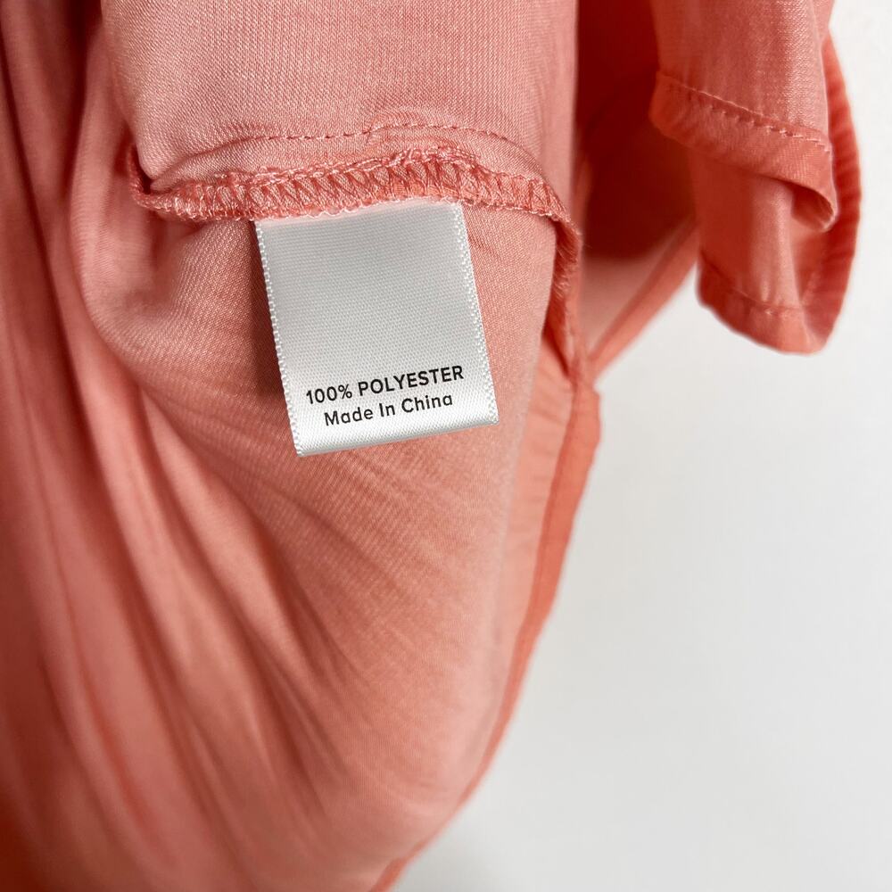 Allison Joy XSmall XS Coral Orange Pleated Camisole Tank Top Scoop Neck Satin - Picture 6 of 8